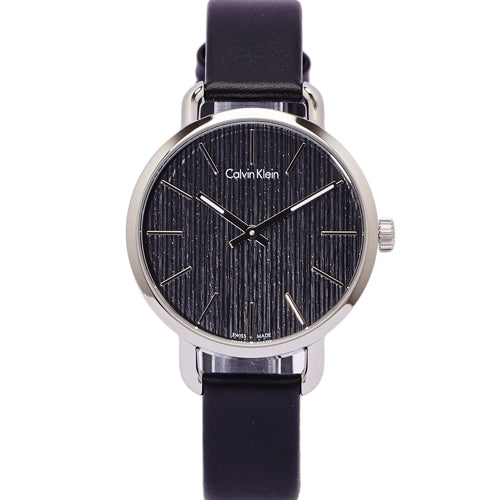  Shop Authentic Calvin Klein Even Black Dial Black Leather Strap Watch for Women - K7B231C1 - Luxxuri
