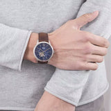  Shop Authentic Fossil Townsman Automatic Blue Dial Brown Leather Strap Watch for Men - ME3110 - Luxxuri