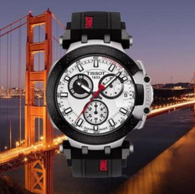 Tissot T Race Chronograph White Dial Black Silicone Strap Watch For Men - T115.417.27.011.00