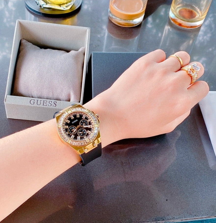  Shop Authentic Guess Venus Diamonds Black Dial Black Rubber Strap Watch for Women - GW0118L2 - Luxxuri