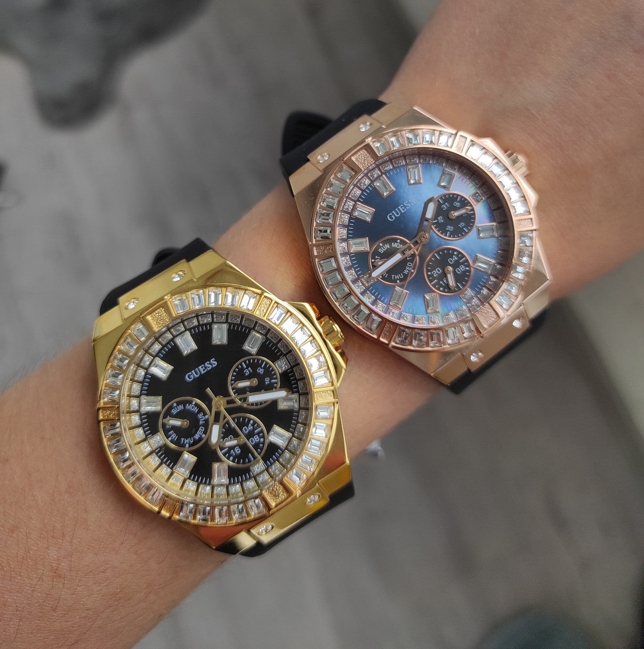  Shop Authentic Guess Venus Diamonds Black Dial Black Rubber Strap Watch for Women - GW0118L2 - Luxxuri