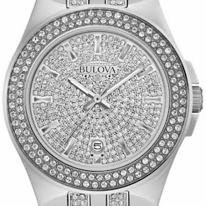  Shop Authentic Bulova Crystal Pave Silver Dial Silver Steel Strap Watch for Men - 96B235 - Luxxuri