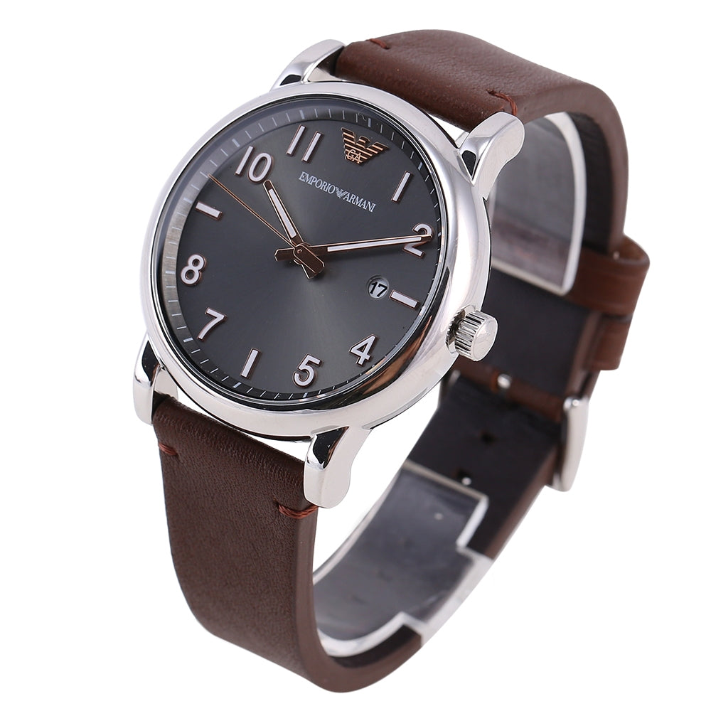  Shop Authentic Emporio Armani Luigi Quartz Grey Dial Brown Leather Strap Watch For Men - AR11175 - Luxxuri