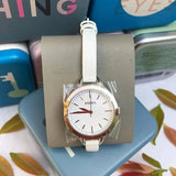  Shop Authentic Fossil Classic Minute White Dial White Leather Strap Watch for Women - BQ3328 - Luxxuri