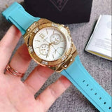  Shop Authentic Guess Limelight Crystal White Dial Light Blue Rubber Strap Watch for Women - W1053L6 - Luxxuri