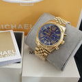  Shop Authentic Michael Kors Lexington Chronograph Blue Dial Gold Steel Strap Watch For Women - MK6206 - Luxxuri