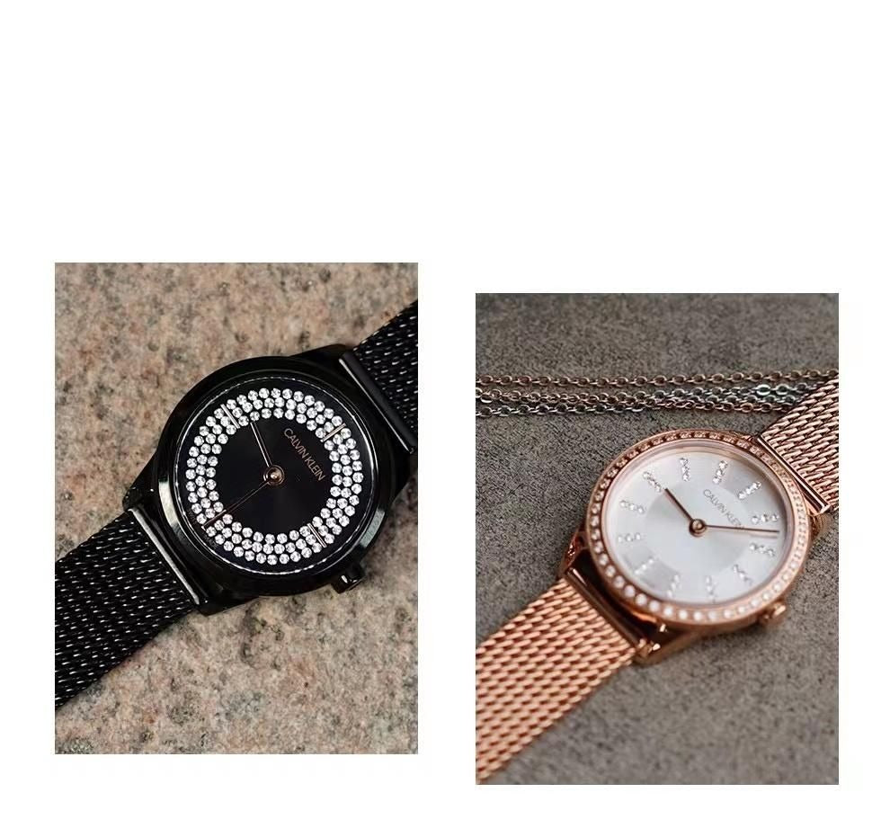  Shop Authentic Calvin Klein Minimal Diamonds Black Dial Black Mesh Bracelet Watch for Women - K3M2342R - Luxxuri