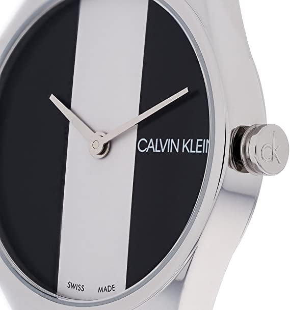  Shop Authentic Calvin Klein Rebel White Black Dial White Leather Strap Watch for Women - K8P231L1 - Luxxuri