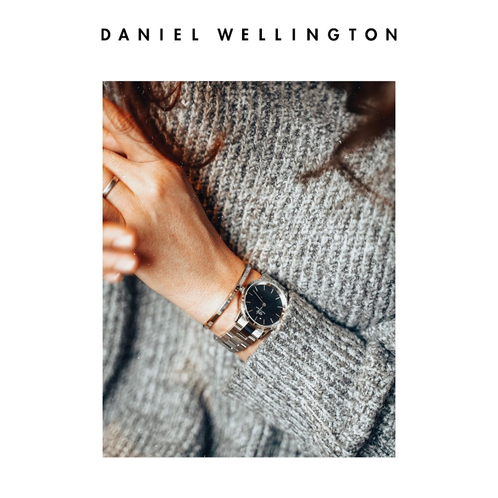  Shop Authentic Daniel Wellington Iconic Link Black Dial Silver Steel Strap Watch for Women - DW00100204 - Luxxuri