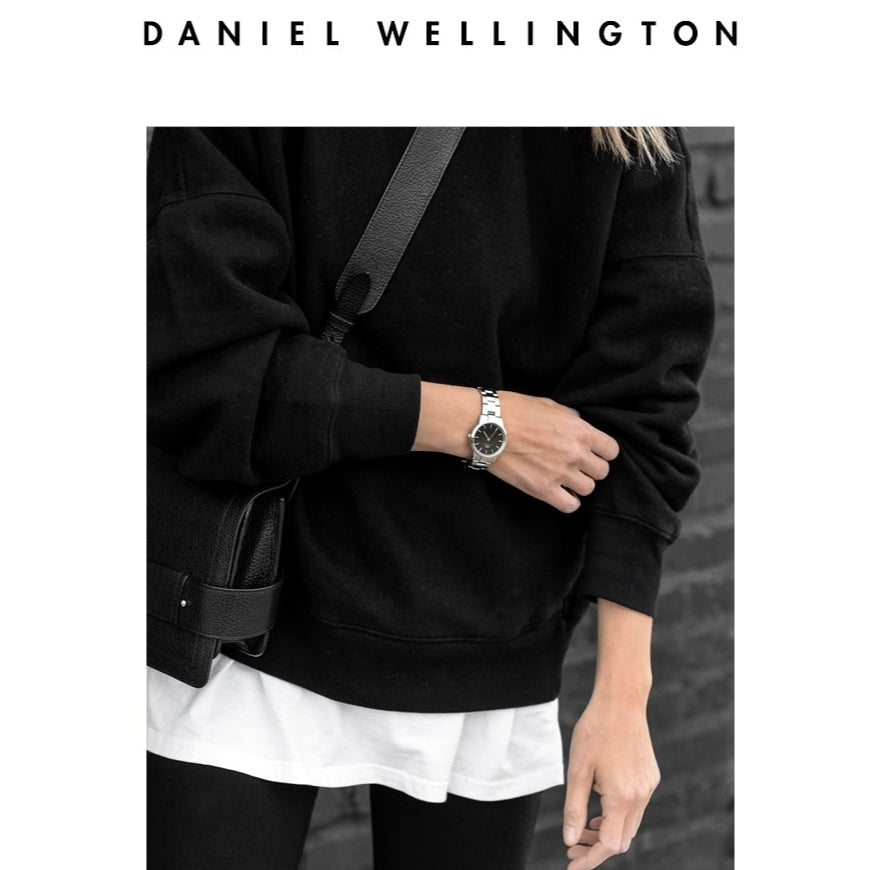  Shop Authentic Daniel Wellington Iconic Link Black Dial Silver Steel Strap Watch For Women - DW00100208 - Luxxuri