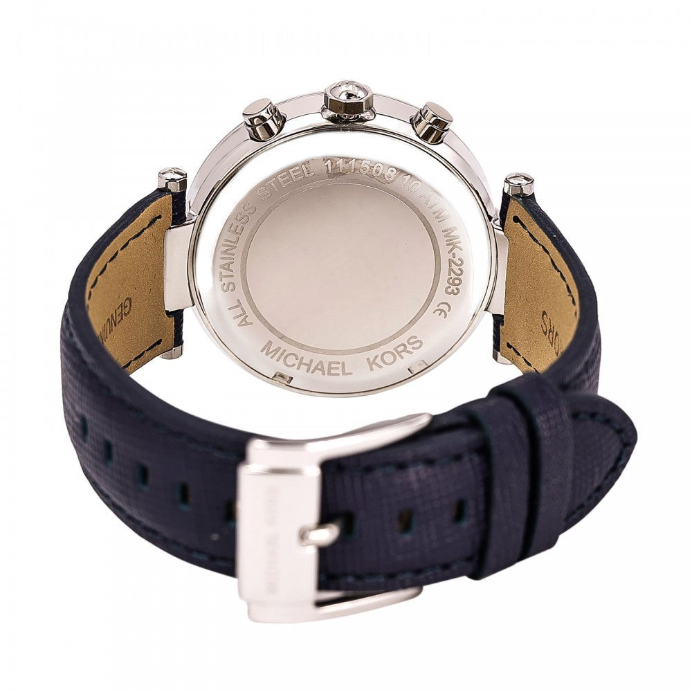  Shop Authentic Michael Kors Parker White Dial Navy Blue Leather Strap Watch for Women - MK2293 - Luxxuri
