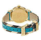  Shop Authentic Burberry Heritage Gold Dial Blue Leather Strap Watch for Women - BU9112 - Luxxuri