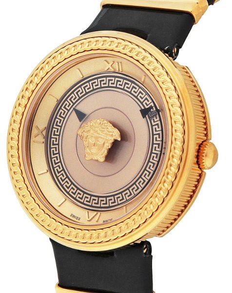  Shop Authentic Versace V Metal Icon Gold Dial Black & Gold Strap Watch for Women - VLC030014 - Luxxuri