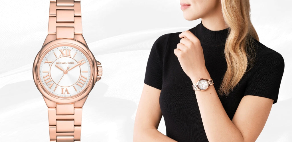  Shop Authentic Michael Kors Camille Quartz White Dial Rose Gold Steel Strap Watch For Women - MK7256 - Luxxuri