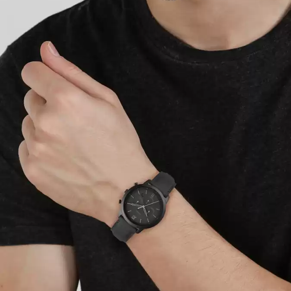  Shop Authentic Fossil Neutra Chronograph Black Dial Black Leather Strap Watch for Men - FS5503 - Luxxuri