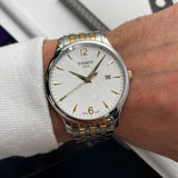  Shop Authentic Tissot T Classic Tradition White Dial Two Tone Mesh Bracelet Watch For Men - T063.610.22.037.00 - Luxxuri