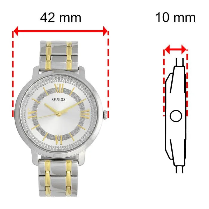  Shop Authentic Guess Montauk Silver Dial Two Tone Steel Strap Watch for Women - W0933L5 - Luxxuri