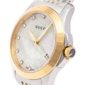  Shop Authentic Gucci G Timeless Diamonds Mother of Pearl Dial Two Tone Mesh Bracelet Watch for Women - YA126513 - Luxxuri