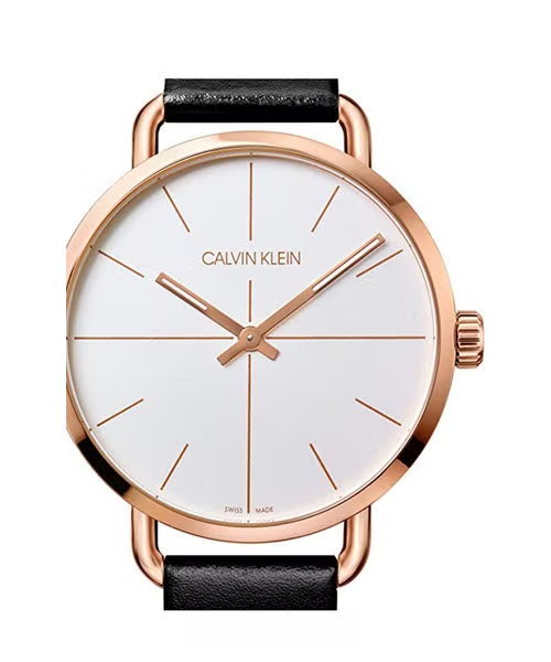  Shop Authentic Calvin Klein Even White Dial Black Leather Strap Watch for Women - K7B216C6 - Luxxuri