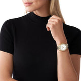  Shop Authentic Michael Kors Liliane Mother of Pearl White Dial Gold Steel Strap Watch For Women - MK4555 - Luxxuri