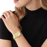  Shop Authentic Michael Kors Lennox Three-Hand Gold Dial Gold Mesh Bracelet Watch For Women - MK7335 - Luxxuri