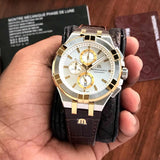  Shop Authentic Maurice Lacroix Aikon Chronograph White Dial Brown Leather Strap Watch For Men - AI1018-PVY11-132-1 - Luxxuri
