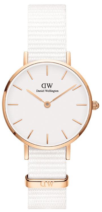  Shop Authentic Daniel Wellington Classic Petite Dover White Dial White Nylon Strap Watch For Women - DW00100313 - Luxxuri