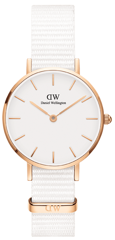  Shop Authentic Daniel Wellington Classic Petite Dover White Dial White Nylon Strap Watch For Women - DW00100313 - Luxxuri