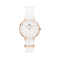  Shop Authentic Daniel Wellington Classic Petite Dover White Dial White Nylon Strap Watch For Women - DW00100313 - Luxxuri