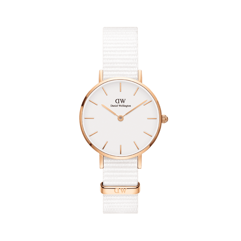  Shop Authentic Daniel Wellington Classic Petite Dover White Dial White Nylon Strap Watch For Women - DW00100313 - Luxxuri