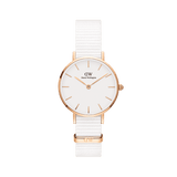  Shop Authentic Daniel Wellington Classic Petite Dover White Dial White Nylon Strap Watch For Women - DW00100313 - Luxxuri