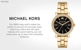  Shop Authentic Michael Kors Corey Three Hand Black Dial Gold Steel Strap Watch for Women - MK7345 - Luxxuri