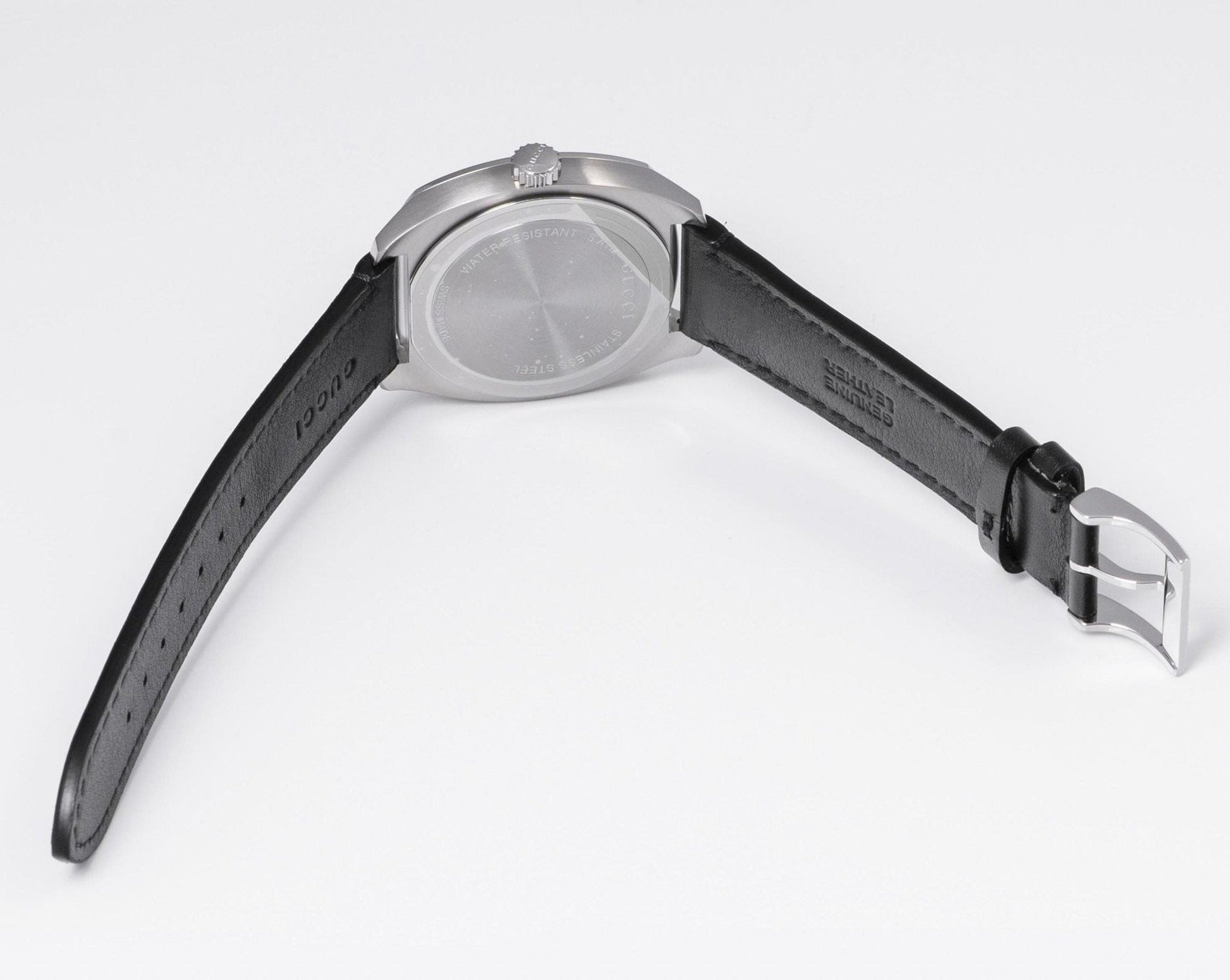  Shop Authentic Gucci GG2570 Quartz Black Dial Black Leather Strap Watch For Men - YA142307 - Luxxuri