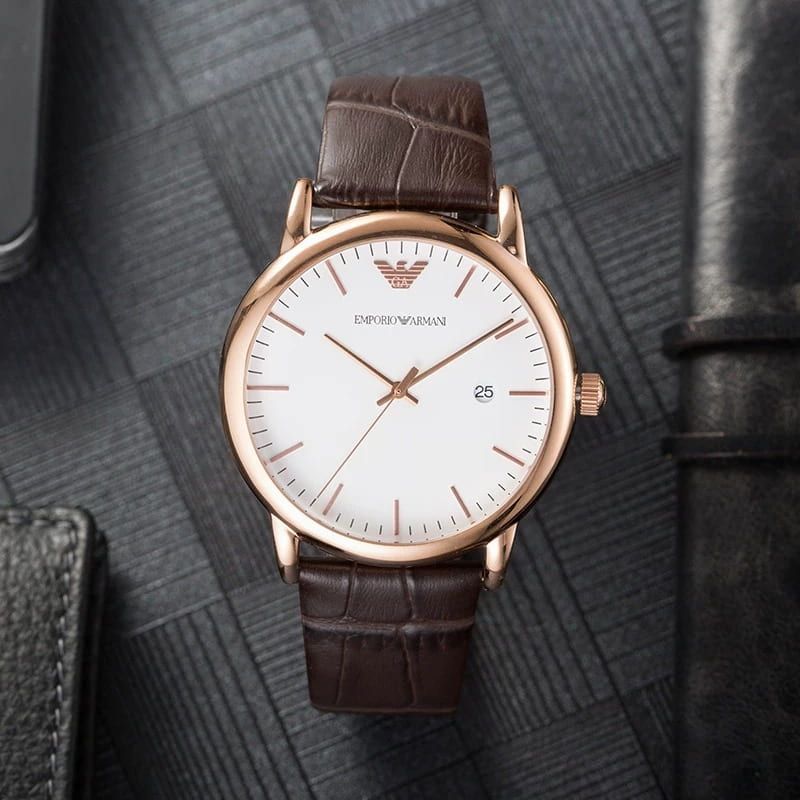  Shop Authentic Emporio Armani Luigi White Dial Brown Leather Strap Watch For Men - AR2502 - Luxxuri