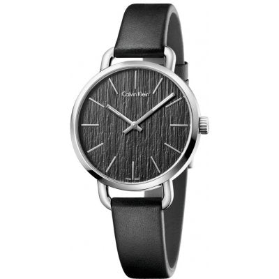  Shop Authentic Calvin Klein Even Black Dial Black Leather Strap Watch for Women - K7B231C1 - Luxxuri
