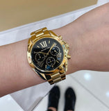  Shop Authentic Michael Kors Bradshaw Chronograph Black Dial Gold Steel Strap Watch For Women - MK6959 - Luxxuri