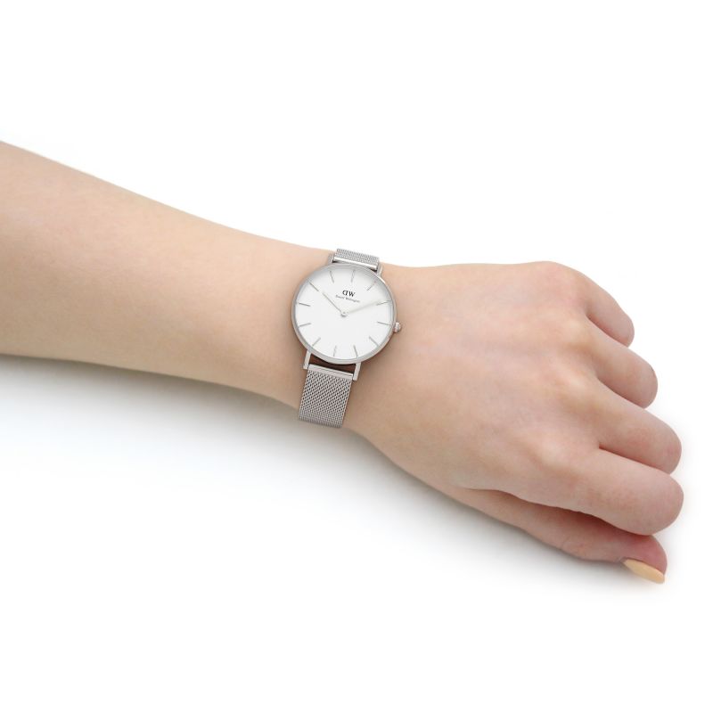  Shop Authentic Daniel Wellington Petite Sterling White Dial Silver Mesh Bracelet Watch For Women - DW00100164 - Luxxuri