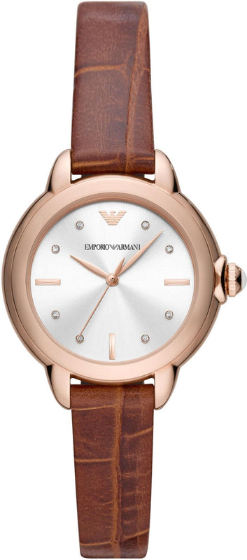  Shop Authentic Emporio Armani Mia Quartz Silver Dial Brown Leather Strap Watch For Women - AR11525 - Luxxuri