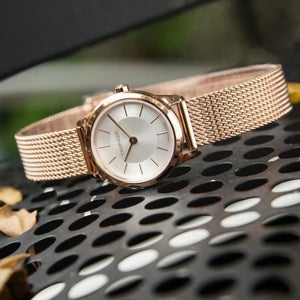  Shop Authentic Calvin Klein Minimal White Dial Rose Gold Mesh Bracelet Watch for Women - K3M23626 - Luxxuri