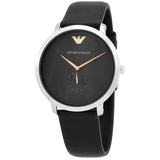  Shop Authentic Emporio Armani Modern Slim Quartz Grey Dial Black Leather Strap Watch For Men - AR11162 - Luxxuri
