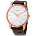  Shop Authentic Calvin Klein City White Dial Brown Leather Strap Watch for Men - K2G21629 - Luxxuri
