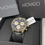  Shop Authentic Movado Heritage Chronograph Calendoplan Blue Dial Black Leather Strap Watch for Men - 3650006 - Luxxuri