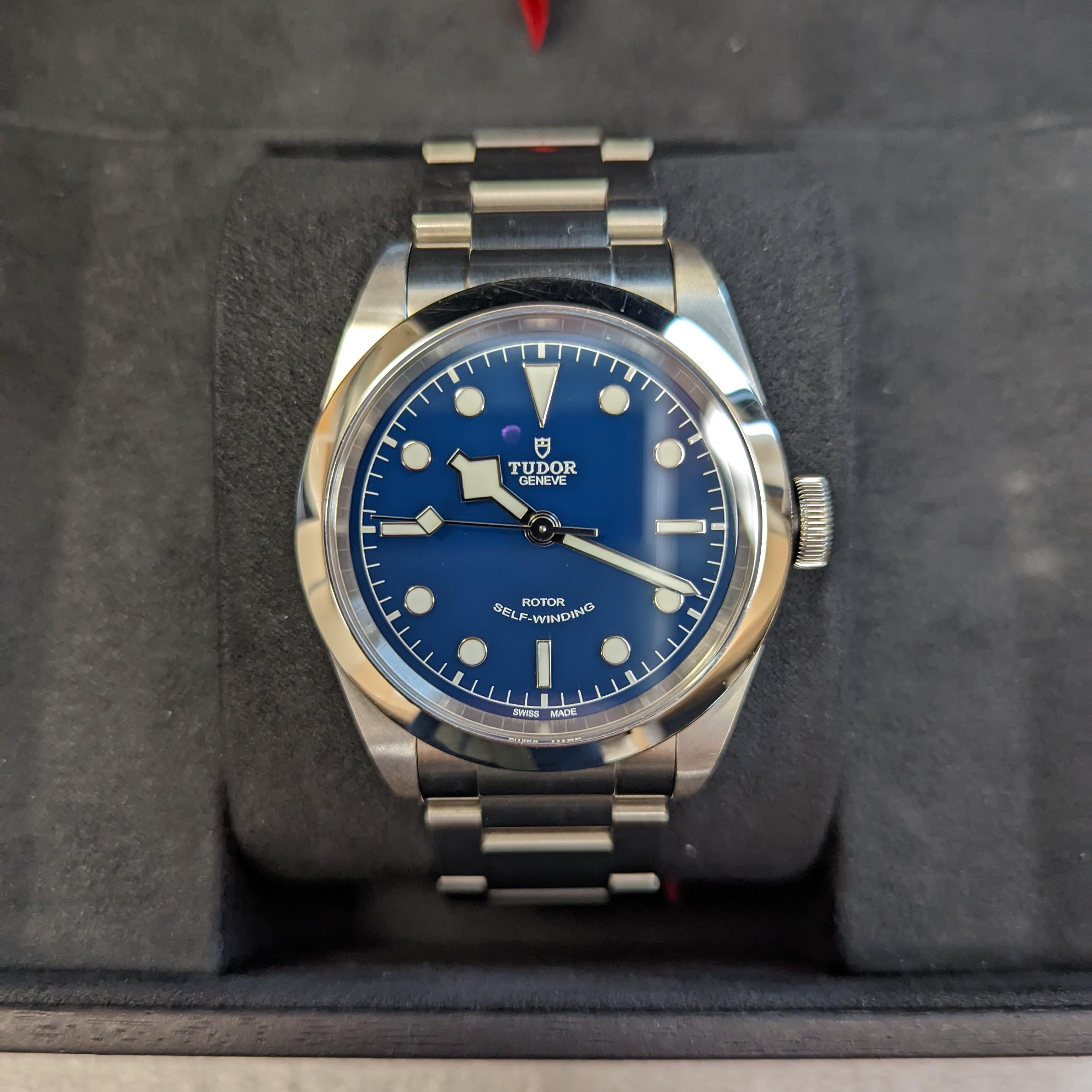 Tudor Black Bay Automatic Blue Dial Silver Steel Strap Watch for Men - M79540-0004