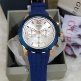  Shop Authentic Guess Caliber Chronograph White Dial Blue Silicone Strap Watch for Men - W0864G5 - Luxxuri