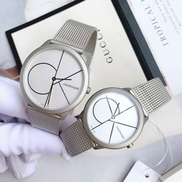  Shop Authentic Calvin Klein Minimal White Dial Silver Mesh Bracelet Watch for Women - K3M5215X - Luxxuri