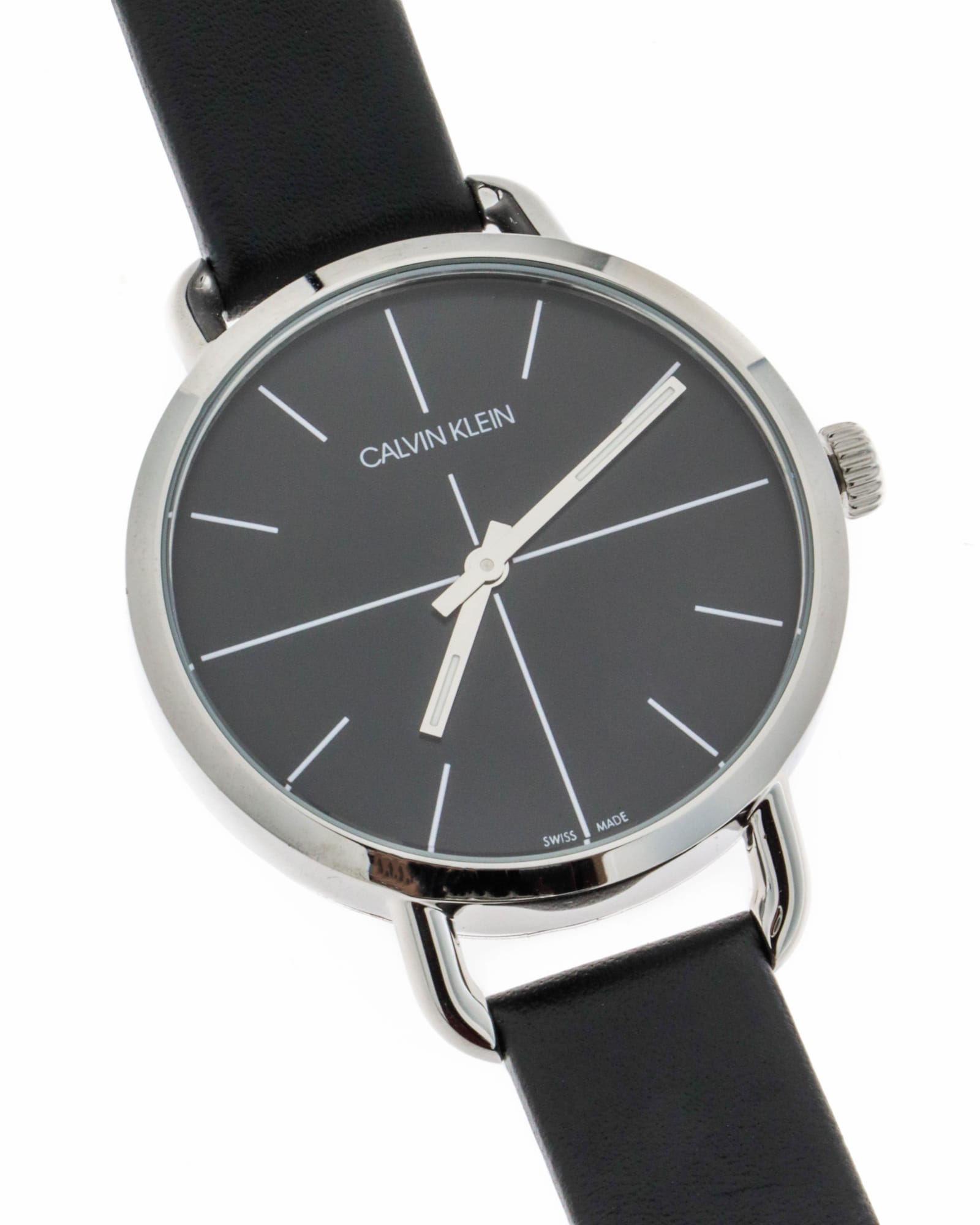  Shop Authentic Calvin Klein Even Black Dial Black Leather Strap Watch for Women  - K7B231CZ - Luxxuri