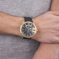 Shop Authentic Diesel Mega Chief Gold & Black Dial Black Leather Strap Watch For Men - DZ4344 - Luxxuri