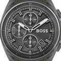 Hugo Boss Volane Chronograph Grey Dial Green Rubber Strap Watch For Men - 1513952