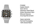 Fossil Retro Analog-Digital Black Dial Silver Steel Strap Watch for Men - FS5890