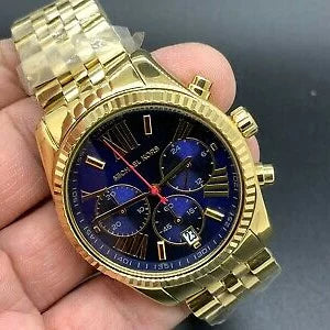  Shop Authentic Michael Kors Lexington Chronograph Blue Dial Gold Steel Strap Watch For Women - MK6206 - Luxxuri